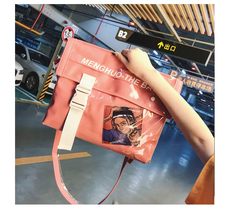 

INS Harajuku Printing Hip-Hop Messenger Crossbody Bag Women Street Graffiti Shoulder School Bags Girls Brands Chic Bolsa PU