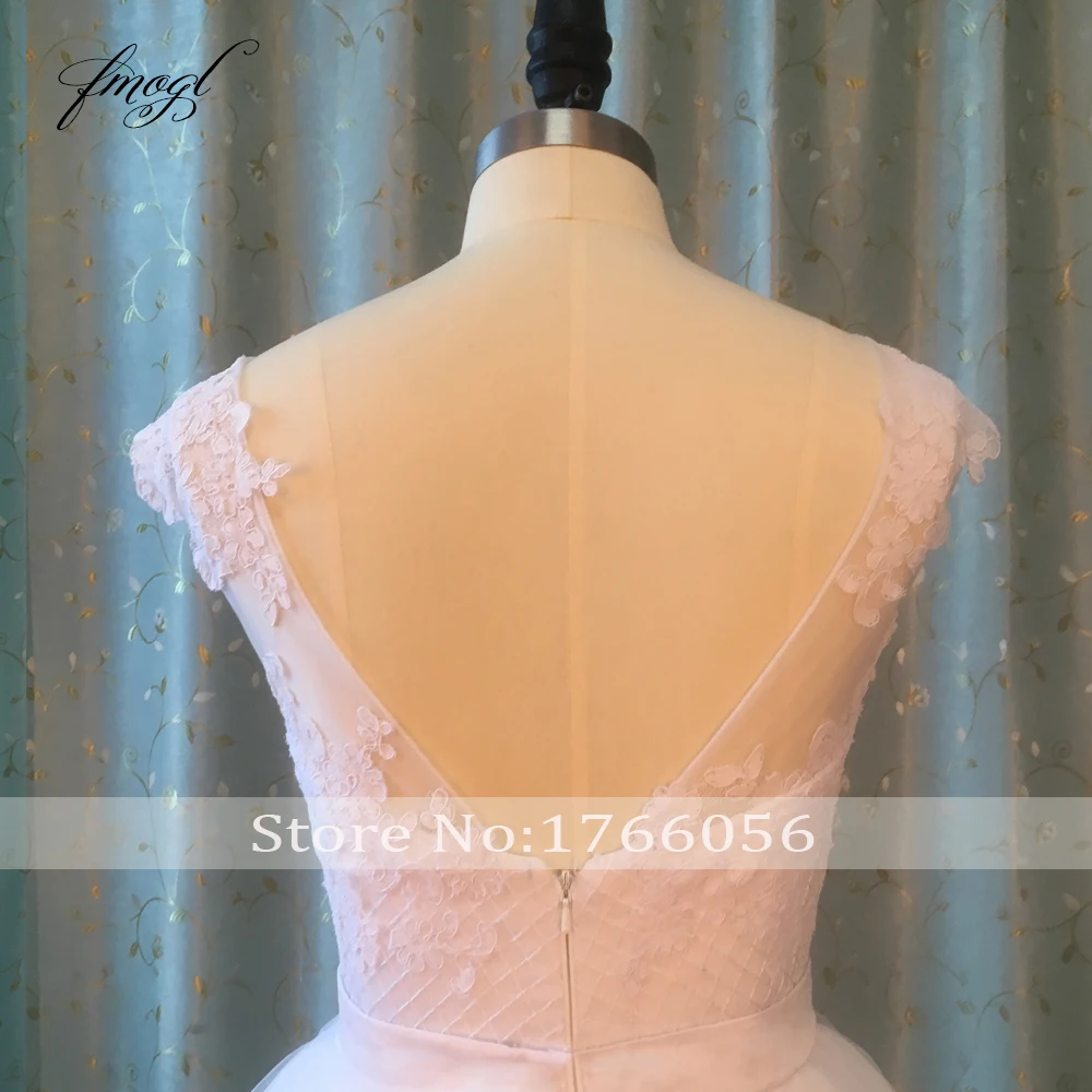 Fmogl Vestido De Noiva кружевное свадебное платье принцессы 2019 без спинки Аппликация