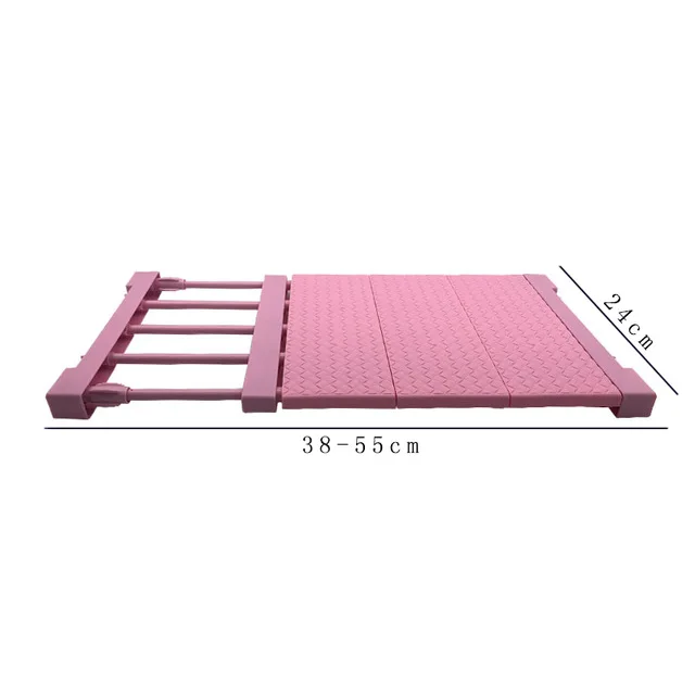 Pink 24x(38-55)cm Sqinans, регулируемый органайзер для шкафа, держатели для шкафа для ванной, кухонная полка для хранения, полка гардероба, настенная кухонная полка - Цвет: Pink 24x(38-55)cm