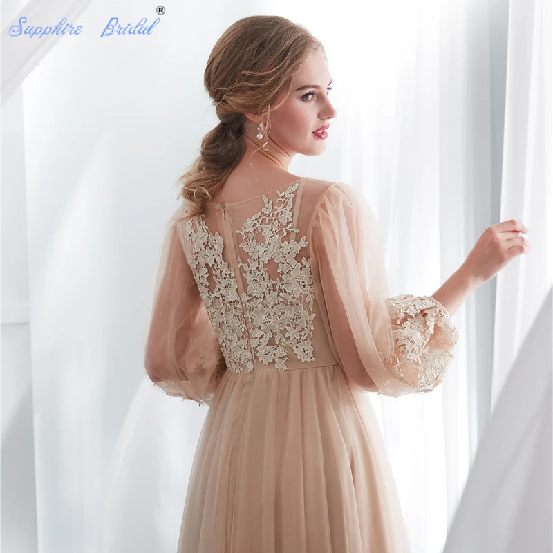 Платье для свадьбы Sapphire легкое пляжное платье цвета шампанского с длинным