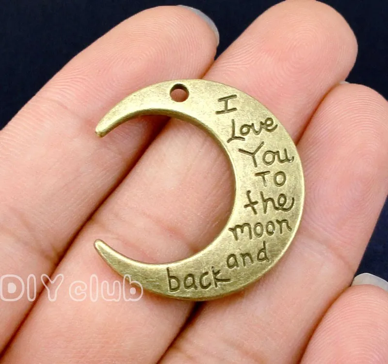 20pcs-moon Талисманы, старинное серебро/бронза/золото I Love You To The Moon и сзади Шарм Подвеска 29x27 мм
