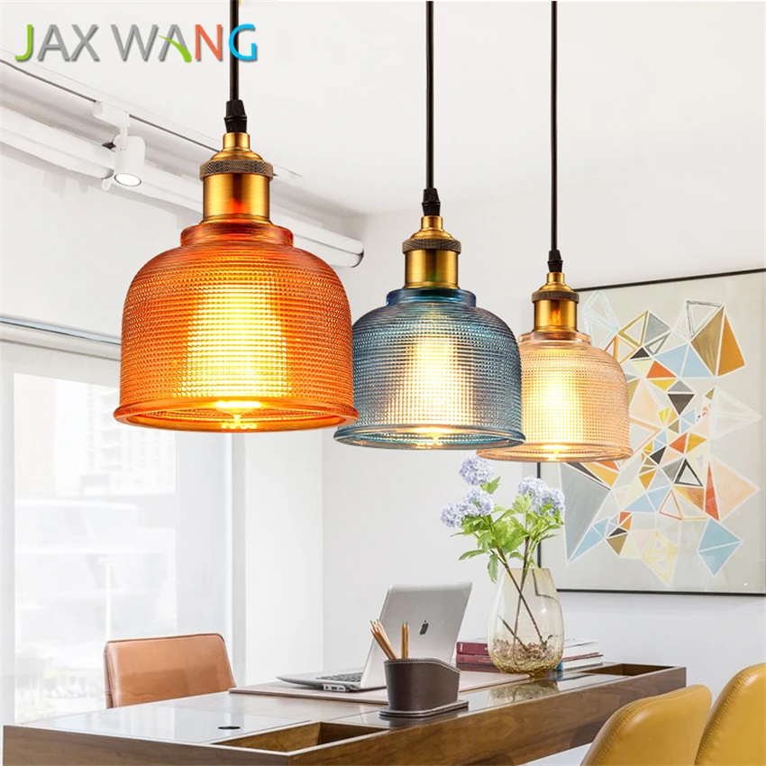 Современный простой красочный стеклянный подвесной светильник для кухни