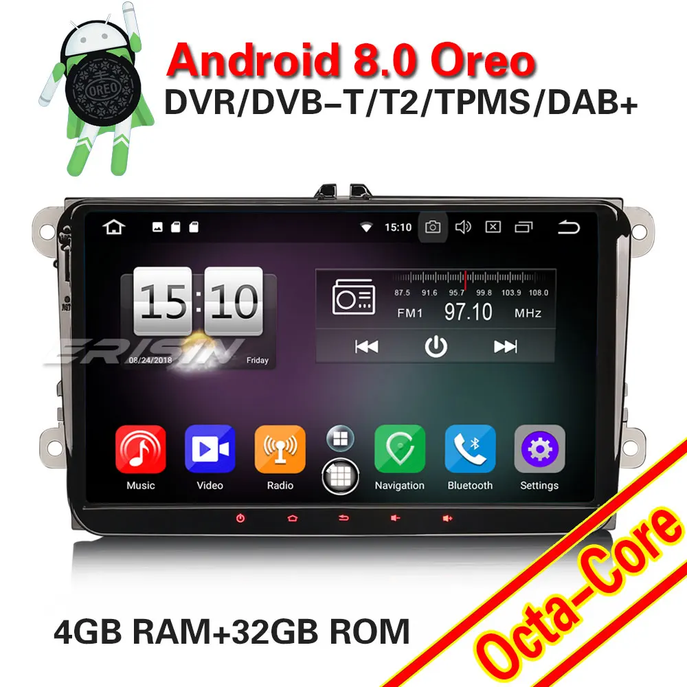 Erisin ES7691V 9 &quotAndroid 8 1 автомобиль радио DAB + Система контроля давления в шинах OBD BT 4G