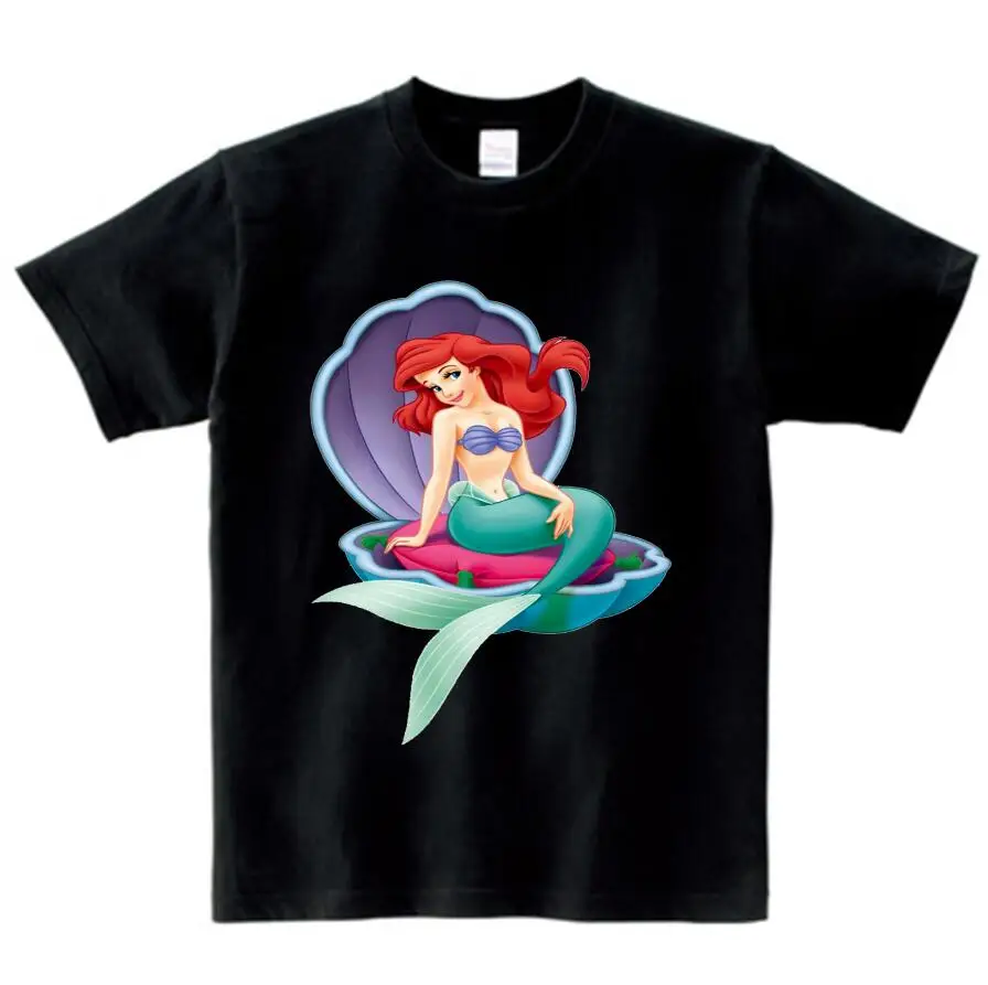 black childreT-shirt Футболка с 3D-принтом русалки; детские летние топы унисекс; Милая футболка с короткими рукавами для девочек; Детский Повседневный костюм; футболка NN - Цвет: black childreT-shirt