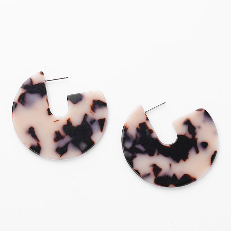Vintage Acrylic Earrings For Women Tortoiseshell Brincos Stud Earring Circle Elegant Jewelry pendientes gfit | Украшения и