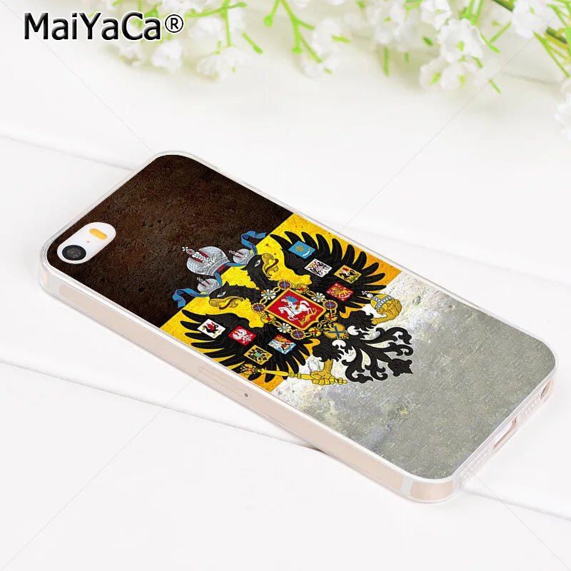 Прозрачный мягкий чехол MaiYaCa из ТПУ с русской эмблемой для телефона iPhone 8 7 6 6S Plus XS