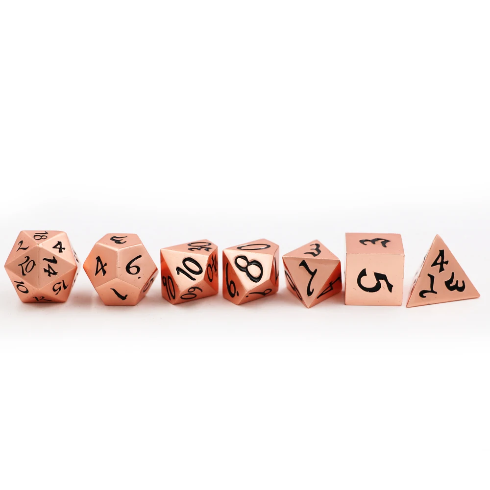 Драконы и подземелья 7 шт./набор креативных ролевых игральных костей D& D металлические игральные кости красная медь черная игра DND игральные кости набор многогранных игральных костей