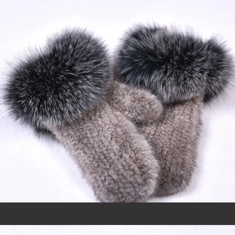 NO.12 natural gray Модные зимние женские перчатки из натурального меха норки, варежки высокого качества из меха норки, вязаные теплые - Цвет: NO.12 natural gray