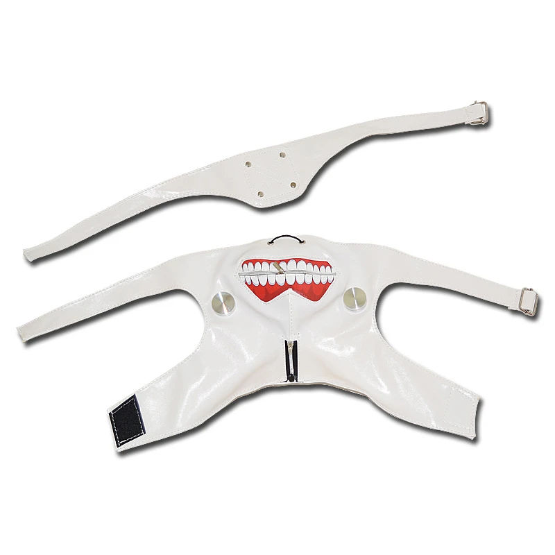 Японская Маска вурдалака регулируемая маска с замком молнией белая кожаная для