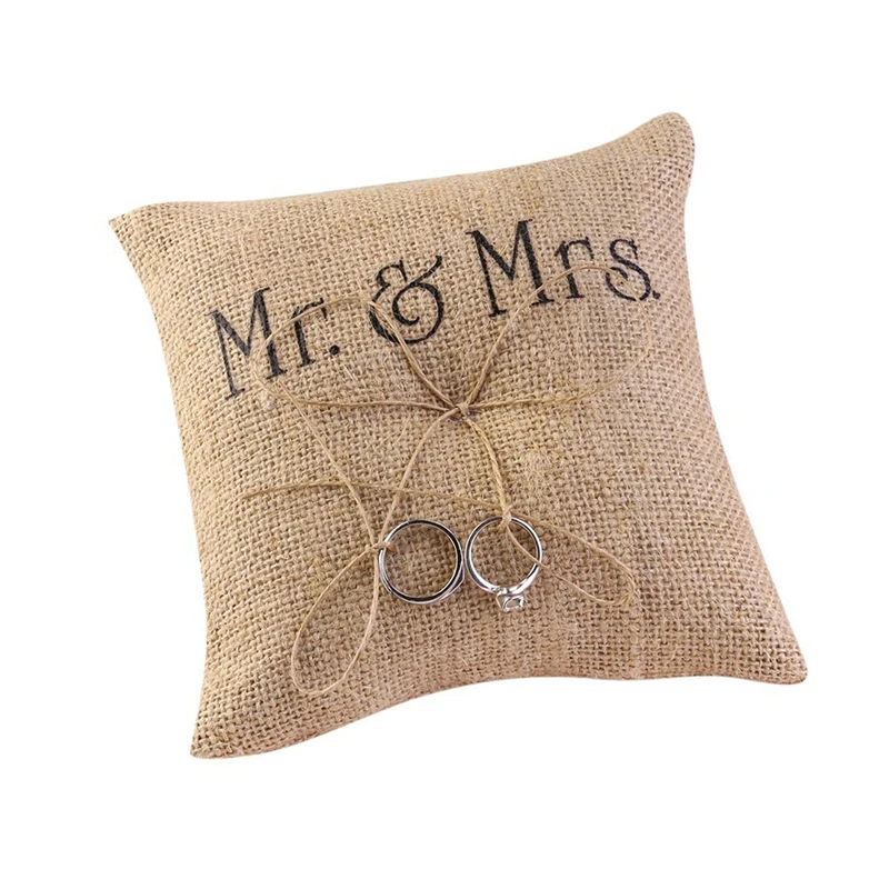 Mr& Mrs джутовый бантик из мешковины, свадебное кольцо, подушка, пляжные тематические подушки, свадебные аксессуары, декоративные принадлежности, новинка