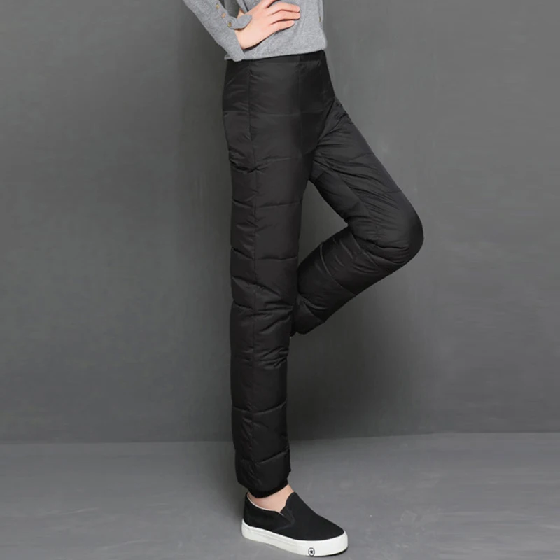 YNZZU New Winter Casual 90% White Duck Down Pants Women High Elastic Waist Thicken Warm Trousers Windproof Female B125 | Женская одежда