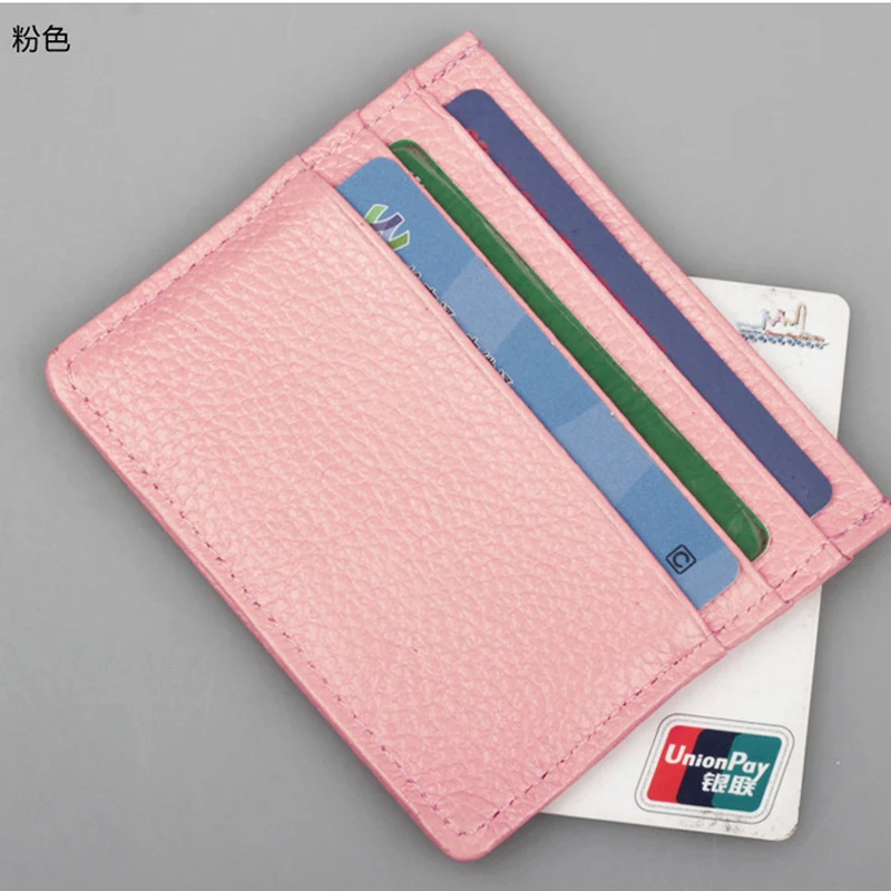 Pink Супер тонкий мягкий кошелек кожаный кошелек мини кредитной карты кошелек держателей карт тонкий милый кошелек для Для мужчин дамы - Цвет: Pink