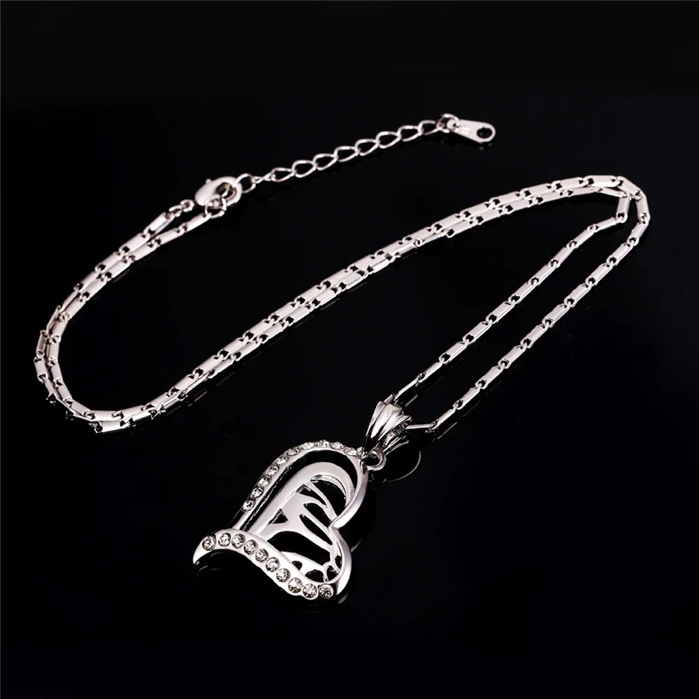 U7 Аллах Сердце Ожерелья И Подвески Исламские Ювелирные Изделия Для Женщин Мода