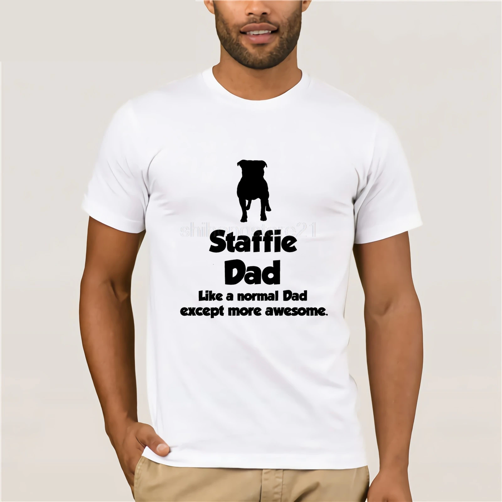 Подарок футболка с надписью Staffie DAD Staffordshire Bull Terrier/День отца новая унисекс