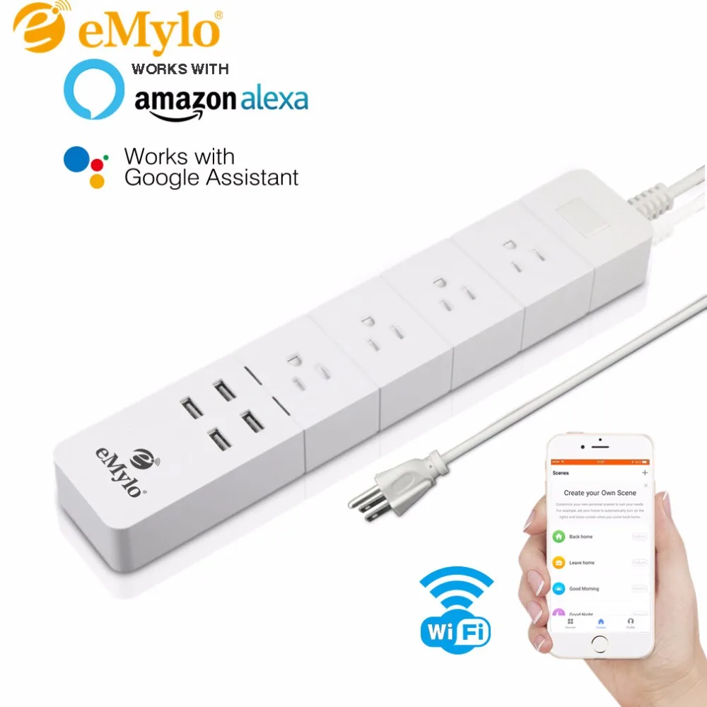 

Умный сетевой фильтр, 4usb, Wi-Fi, голосовое управление, управление через приложение, функция таймера, умная розетка, вилка стандарта США