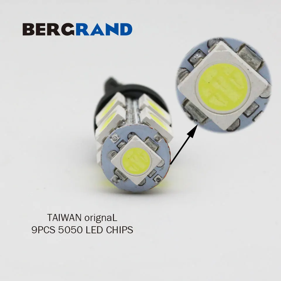 10 шт. T10 светодиодный белый лампочка 168 501 W5W светильник танкетка 5050 9SMD интерьерные