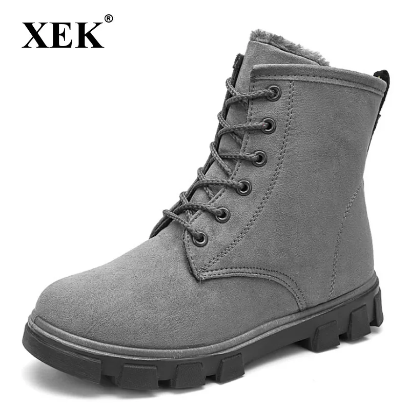 

XEK Fashion warm snow boots 2018 heels winter boots new arrival ankle boots women shoes warm fur plush Insole shoes ZLL190