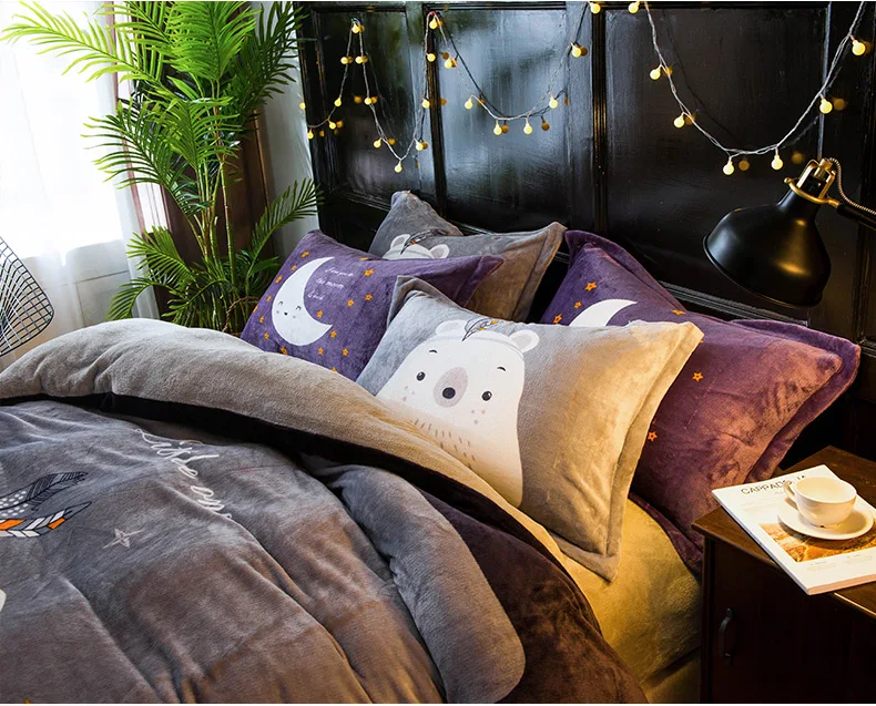 Новый Зимний комплект бархатного постельного белья набор пододеяльников