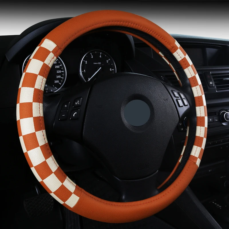 F1 спортивный автомобильный чехол на руль из искусственной кожи 38 см белый