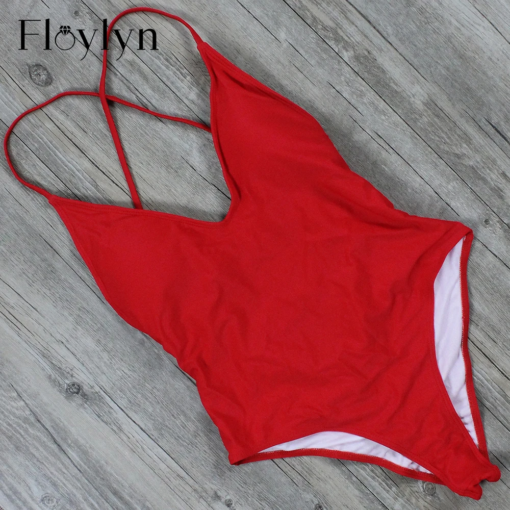 Floylyn сексуальный слитный купальник с открытой спиной Женский бандажный летняя