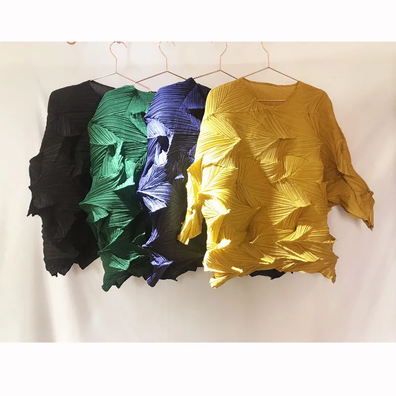 Женская рубашка LANMREM винтажная плиссированная с круглым вырезом и крыльями