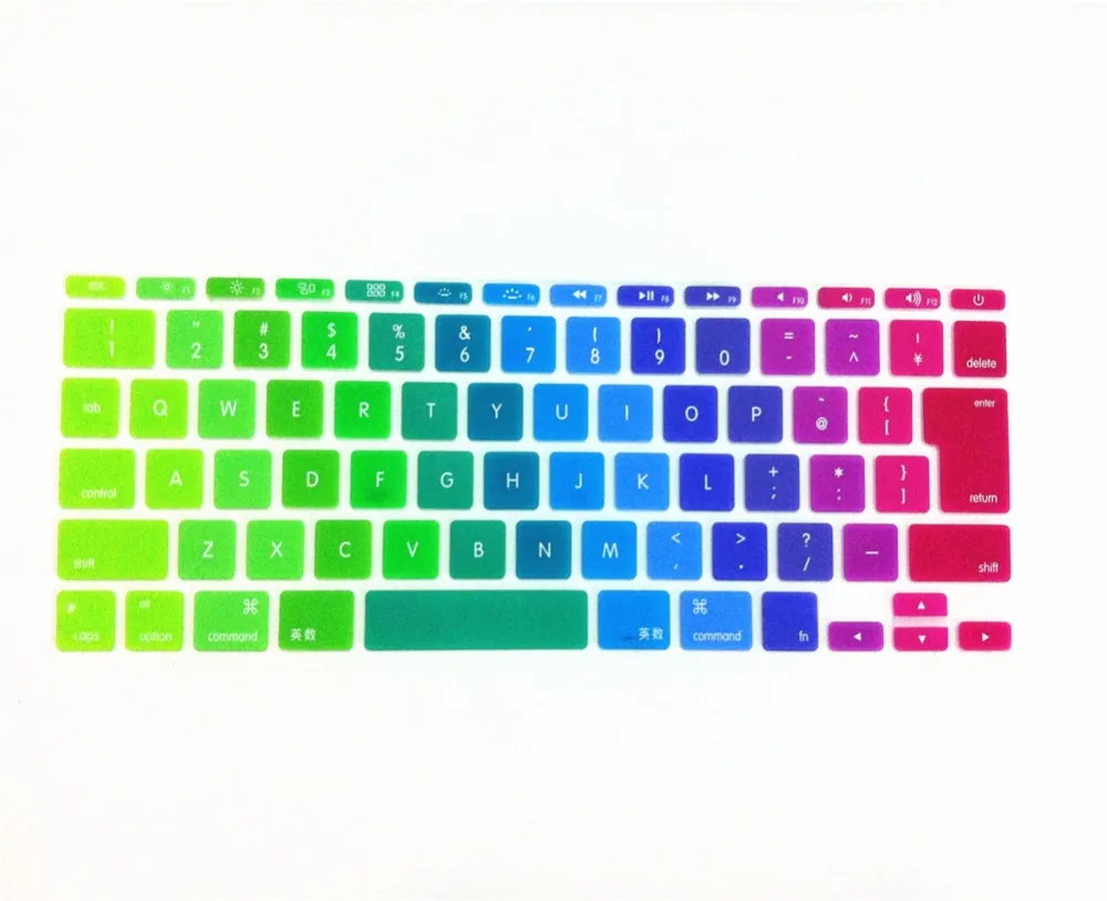 Japanese JP keyboard Rainbow English Letter Keyboard Cover Skin Protector 100X For Apple MacBook Air 11&quot 11.6 Mac book | Компьютеры и