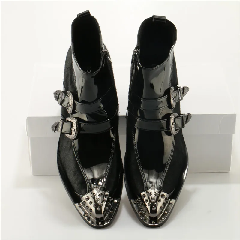 2018 г. Весенние мужские кожаные ботинки с заклепками и металлическими украшениями