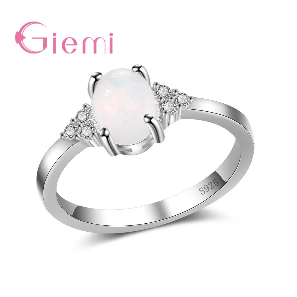 

New Trend White Fire Opal Crystal Jewelry Hot 925 Sterling Silver Statement Rings Paved AAA+ Zircon Female Laides Anillos