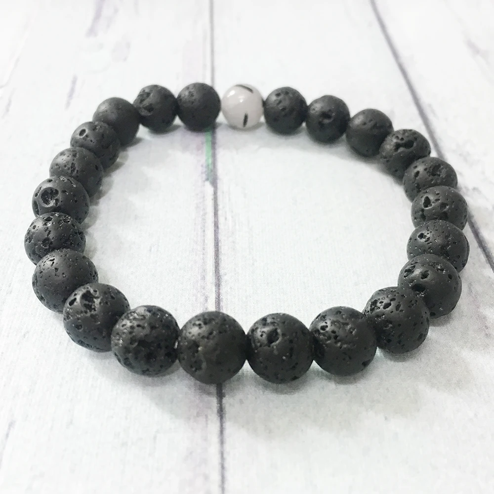 Модный дизайнерский мужской браслет Ruberthen рутилированный кварцевый из лавового