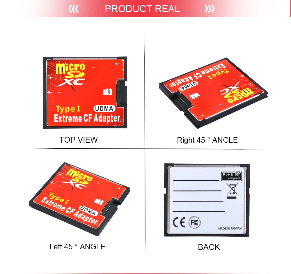 TISHRIC Micro SD TF для карты CF адаптер для MicroSD/HC для компактной вспышки типа I считыватель карт памяти конвертер для камеры