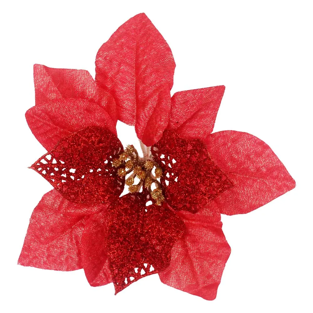 XL red 5 шт., шелковые искусственные цветы на рождественскую елку, украшения для рождества, свадьбы, вечеринки, 3 размера - Цвет: XL red