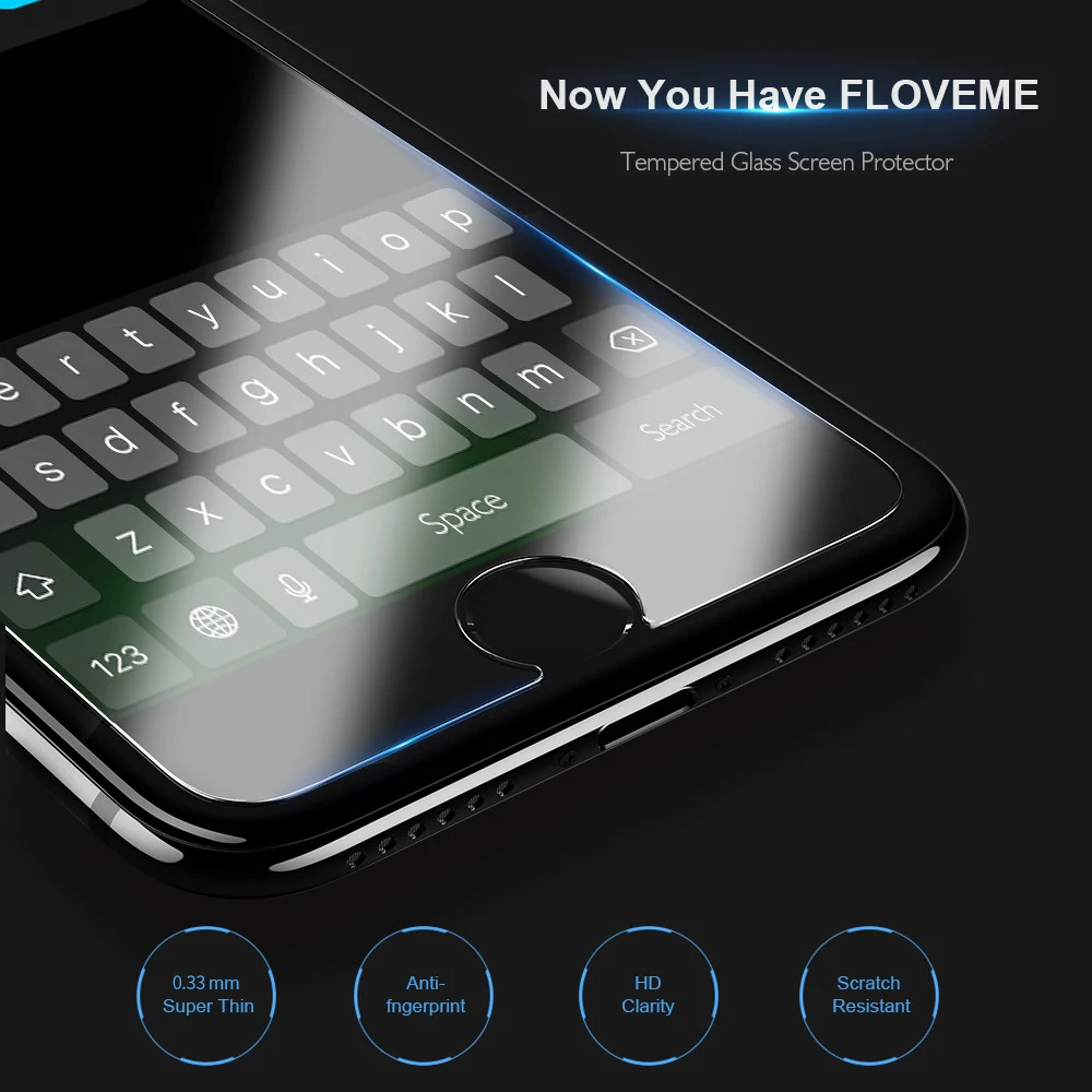 FLOVEME Protective Glass For iPhone 6 6S 7 8 Plus Screen Protector 9H 0.33mm Tempered 5S SE 5 Phone Front Film | Мобильные телефоны