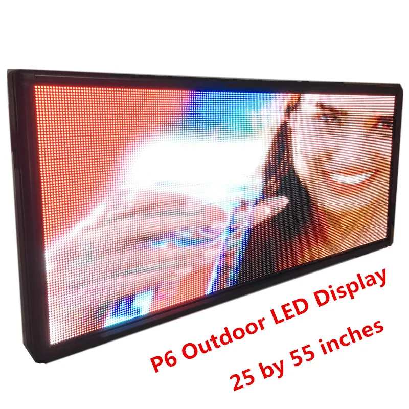 P6 открытый RGB полноцветный светодиодный дисплей Размер 25x55 дюймов рекламный