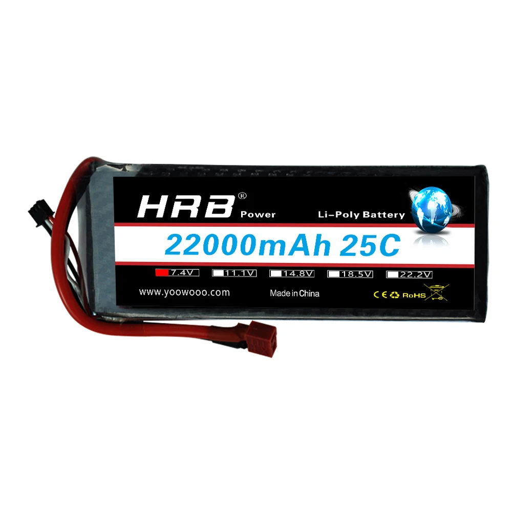 Аккумулятор HRB RC Lipo 2S 3S 4S 7 4 В 11 1 14 8 в 22000 мА/ч 25C MAX 50C с высокой емкостью Т-образной
