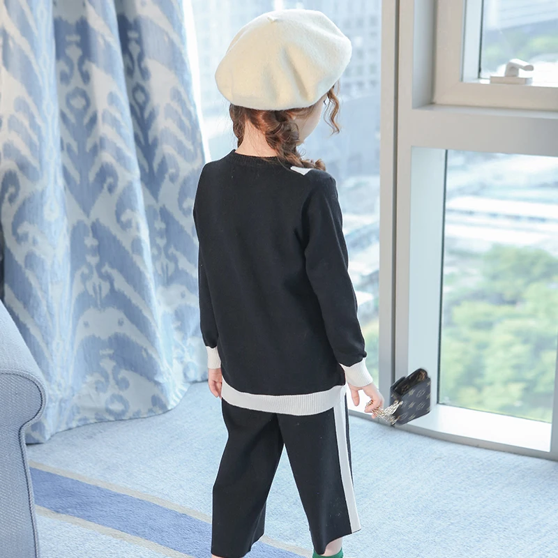 От 4 до 13 лет-подростков модная одежда для девочек Костюмы комплект осенние