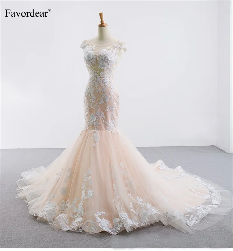 

Женское свадебное платье-Русалка с открытой спиной и аппликацией