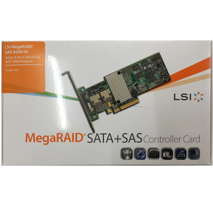 LSI00198 9260 8i SGL 8 Port 6 ГБ/сек. SATA/SAS W/512M RAID 0 1 5 10 50 60 PCI Express карта ГБ|Промышленные