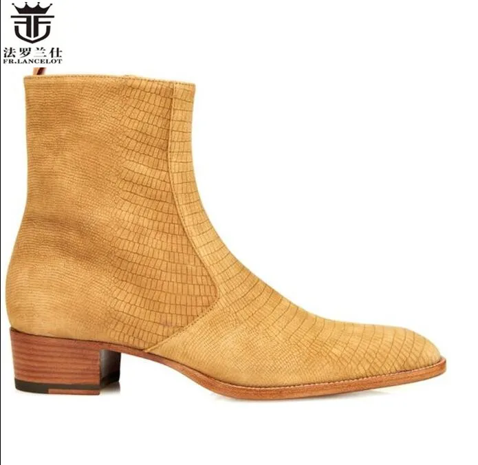 2019 FR.LANCELOT british style chelsea boots men cow leather ankle fashion shoes high top zip party dress | Обувь