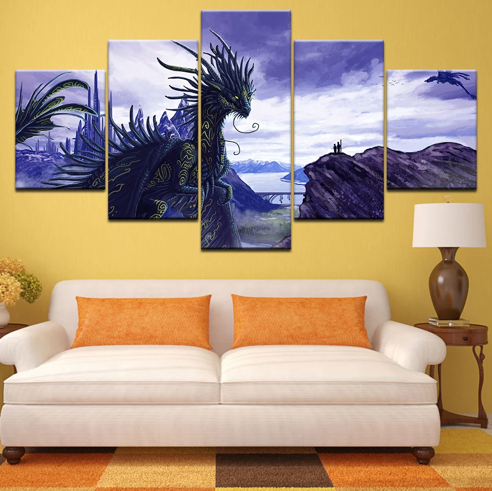 

Абстрактный дракон, рыцарь, фантазия, рыцарь, дракон, HD печать, холст, картины, настенное искусство, спальня, домашний декор, картина, плакат