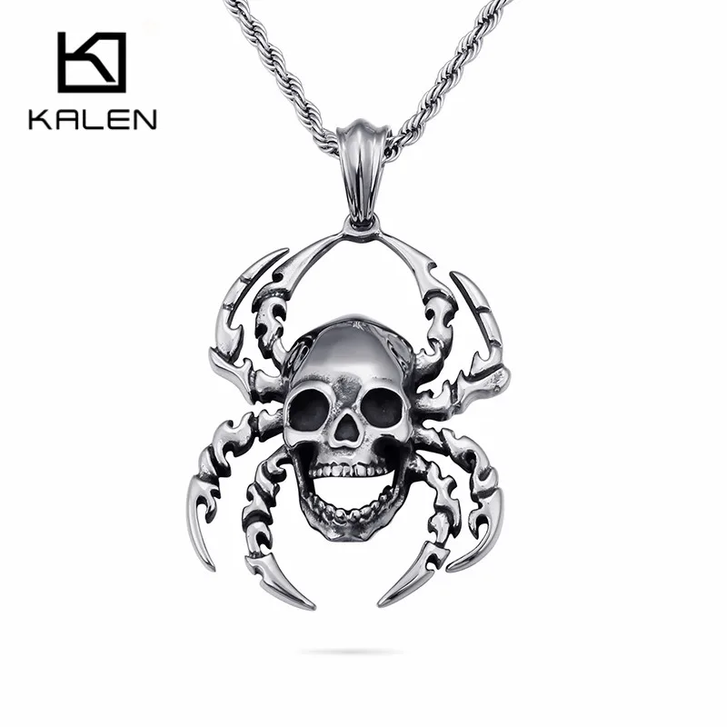 Мужское ожерелье с подвеской в виде черепа KALEN Neo Gothic из нержавеющей стали панк