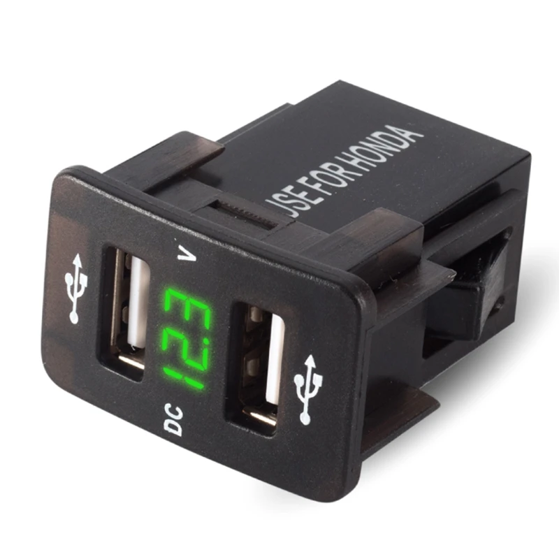 

36x23mm 12V 24V Dual USB Car Charger Socket Voltmeter Power Adapter For HONDA