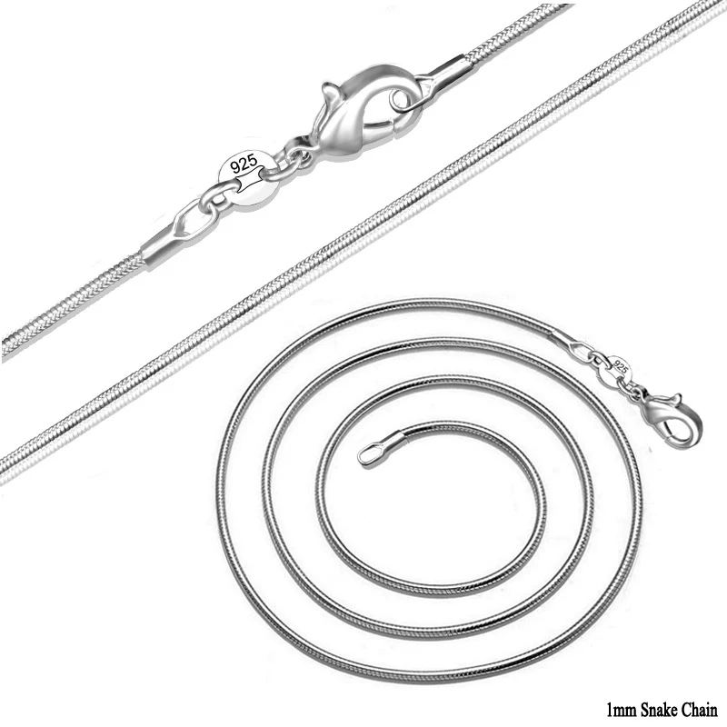 

10pcs/lot Snake Chain 1mm 16 18 20 22 24 26 28 30" Necklace wholesale silver plated necklace women fashion jewelry