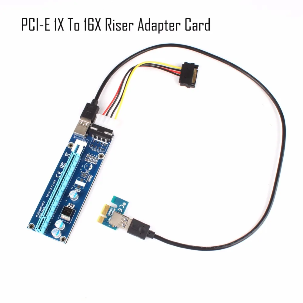 USB3.0 Riser Card pci-e Express 1x к 16x Extender адаптер SATA 4PIN Мощность Кабель-адаптер с 60 см #240875 |
