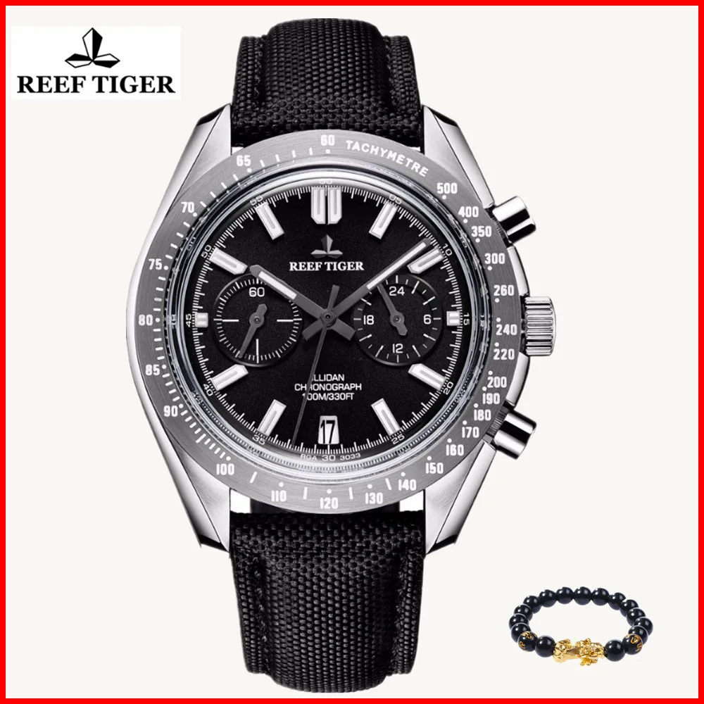 Бренд Reef Tiger Роскошные мужские часы спортивный хронограф водонепроницаемые