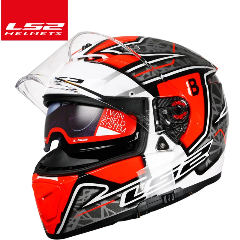 LS2 Breaker Chrome-plated helmet Ninja Full Face Motocycle helmet UV Resistant Fog-Free System helmet made of KPA - Цвет: 8