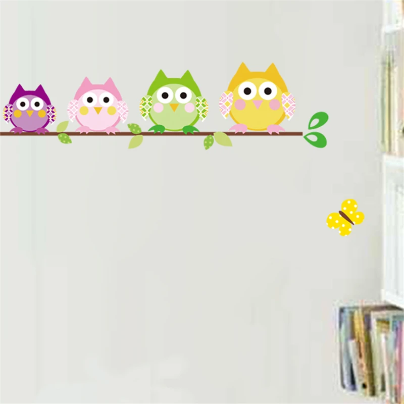 Lovely Owls Wall Stickers For Girls Room Bedroom Home Decoration Diy Animal Bird Pvc Mural Art Kids Decals | Дом и сад