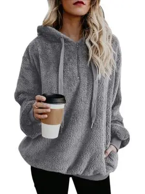 

2018 New Hot Sale Fashoin Womens Sexy Solid Fluffy Winter Top Hoodies Ladies Hooded Pullover Hoodie Sweatshirt Mujer