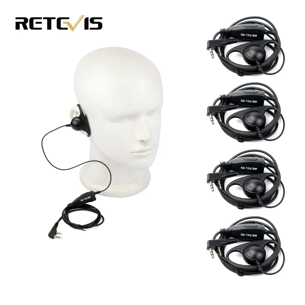 5 шт. D форма 2Pin мягкая гарнитура для ушей PTT Mic аксессуары Kenwood Retevis H777 RT5 RT21 Baofeng 888s