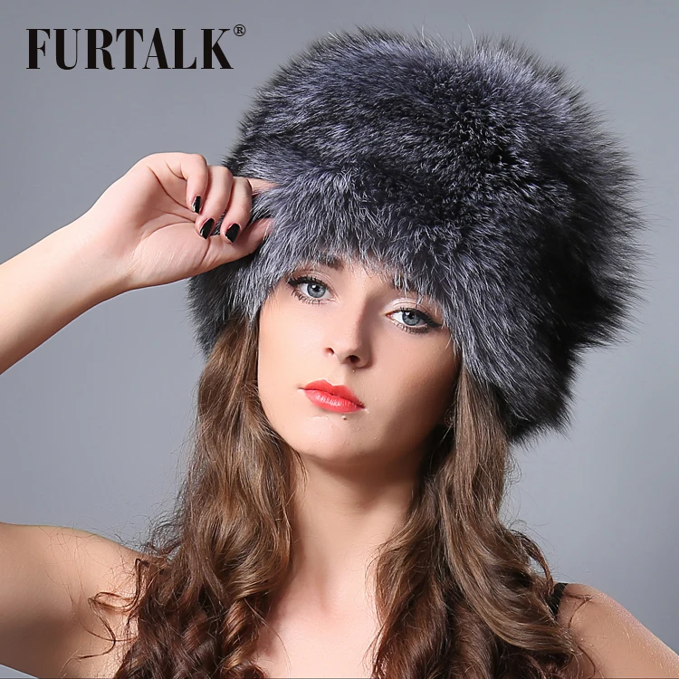 Женская меховая шапка FURTALK мягкая теплая шапка-ведро из натурального меха енота