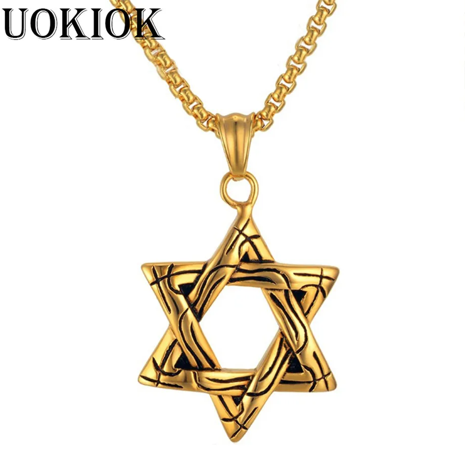 

Hip Hop Star of David Pendant Necklace For Men/Women Bat Mitzvah Gift Stainless Steel Israel Judaica Necklace Jewish Jewelry